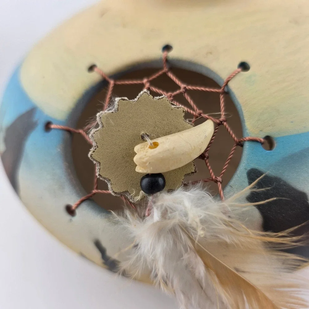Wolf Dreamcatcher Pottery Native American Vase Southwestern GOOD Decor
